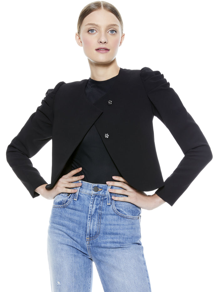 ADDISON PUFF SLEEVE JACKET - BLACK