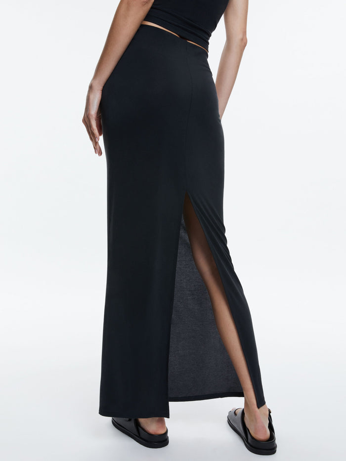 AGATHA LONG PENCIL SKIRT - BLACK