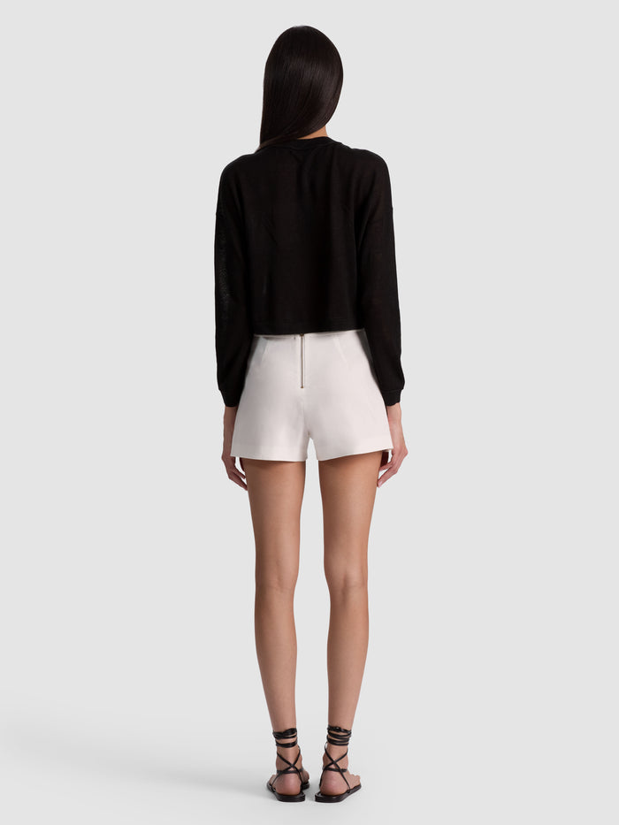 ALAINA CROPPED HENLEY - BLACK
