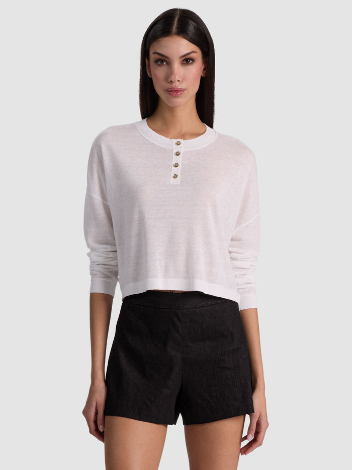ALAINA CROPPED HENLEY - SOFT WHITE