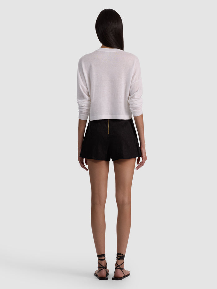 ALAINA CROPPED HENLEY - SOFT WHITE