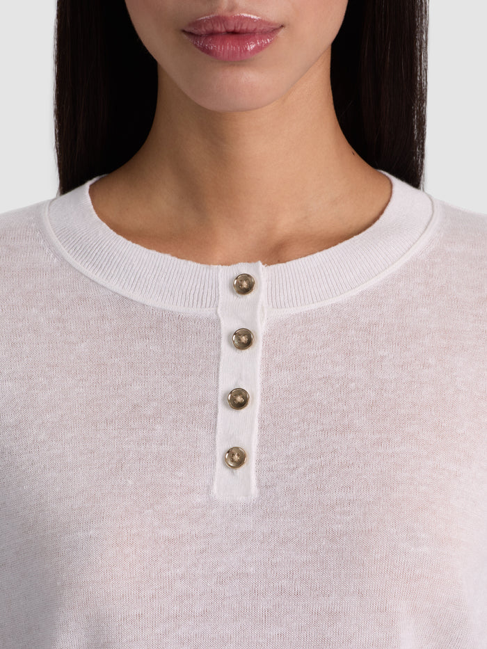 ALAINA CROPPED HENLEY - SOFT WHITE
