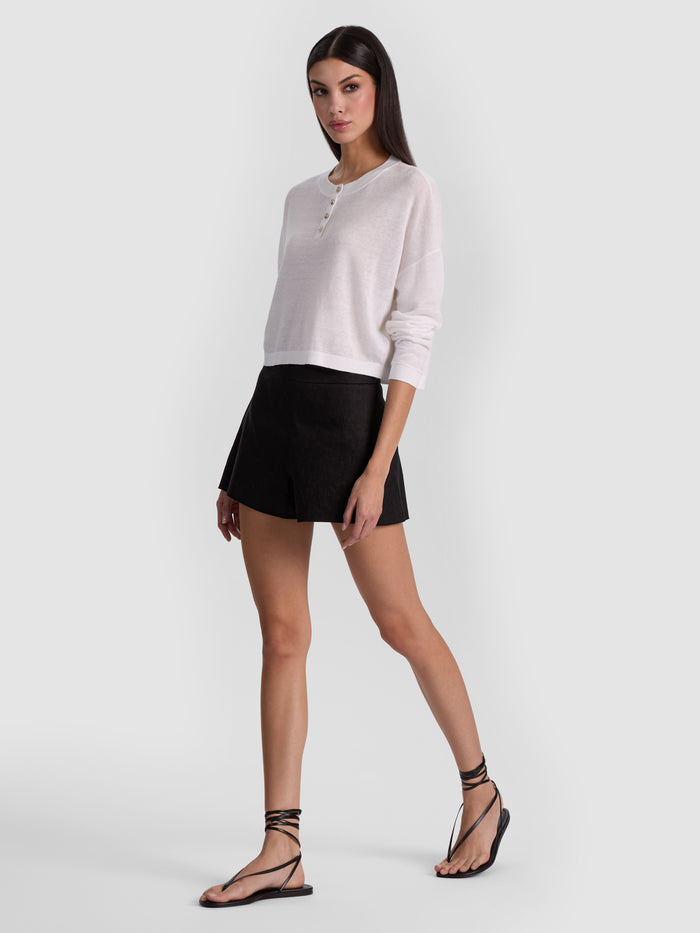 ALAINA CROPPED HENLEY - SOFT WHITE