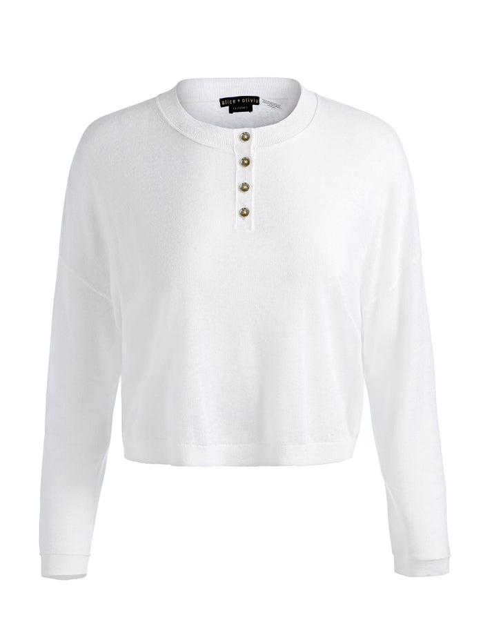 ALAINA CROPPED HENLEY - SOFT WHITE