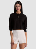 ALAINA CROPPED HENLEY - BLACK