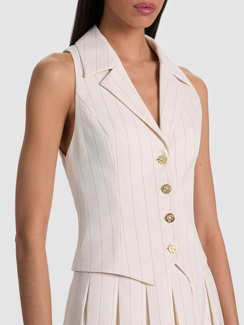 ALICIA MINI DRESS - OFF WHITE/BLACK