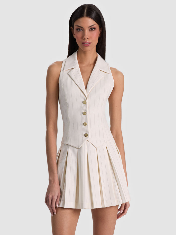ALICIA MINI DRESS - OFF WHITE/BLACK