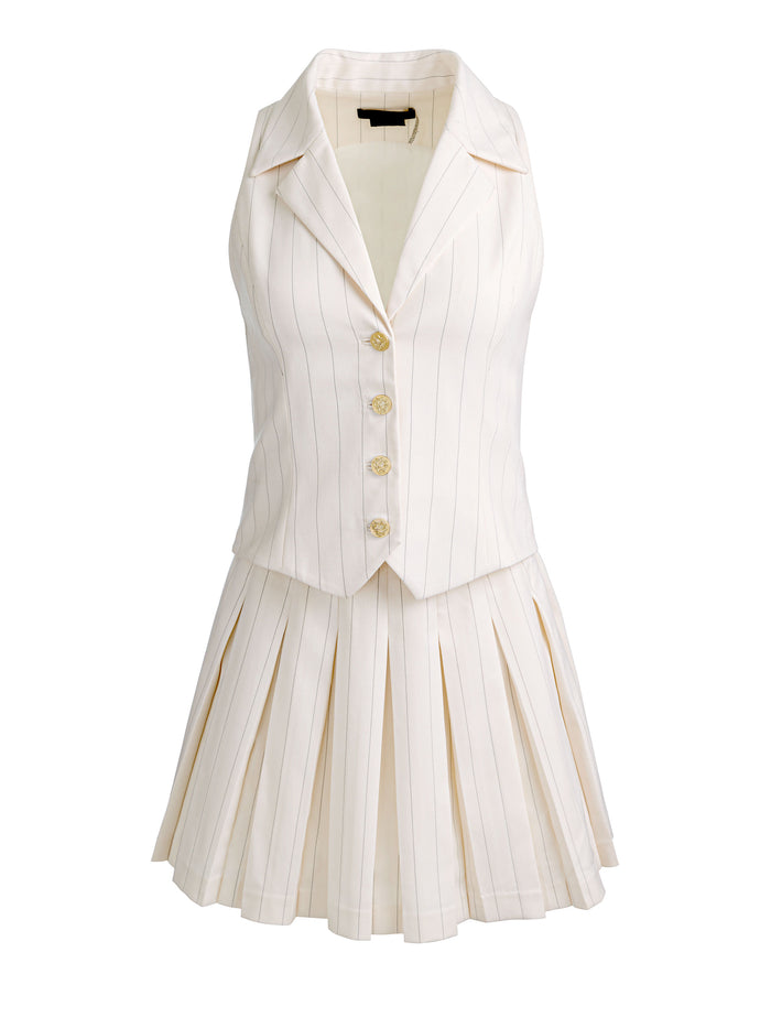 ALICIA MINI DRESS - OFF WHITE/BLACK