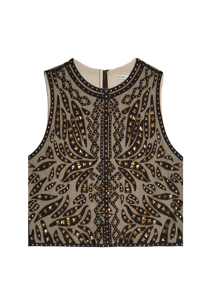 AMAL STUDDED BOXY TANK - BLACK/GOLD