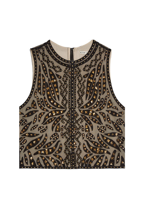 AMAL STUDDED BOXY TANK - BLACK/GOLD