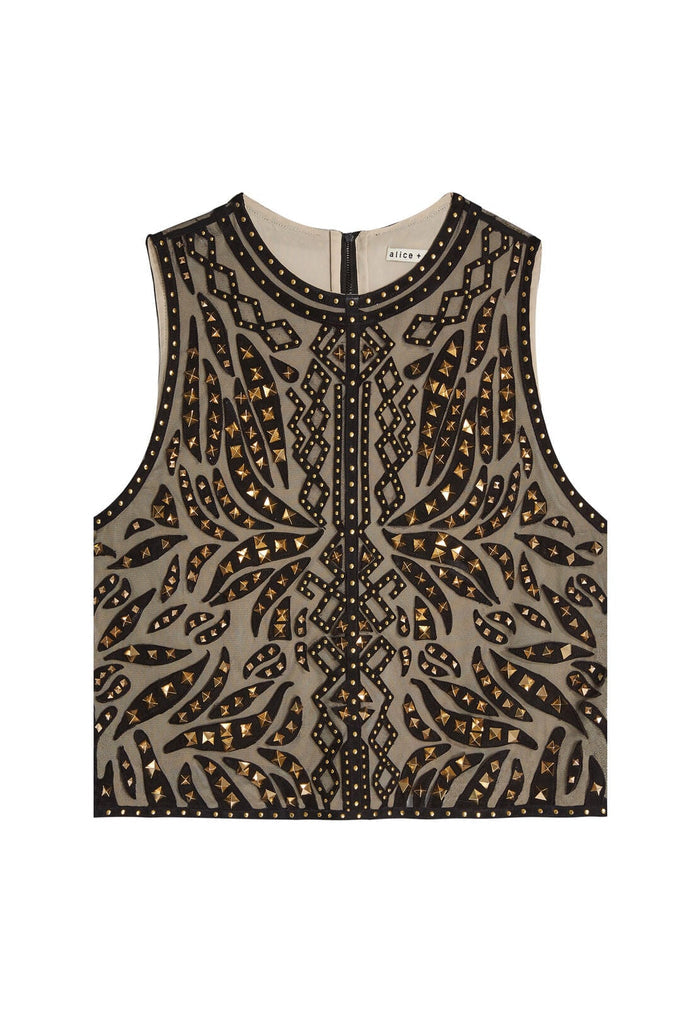 AMAL STUDDED BOXY TANK - BLACK/GOLD