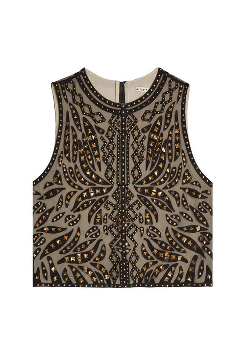 AMAL STUDDED BOXY TANK - BLACK/GOLD
