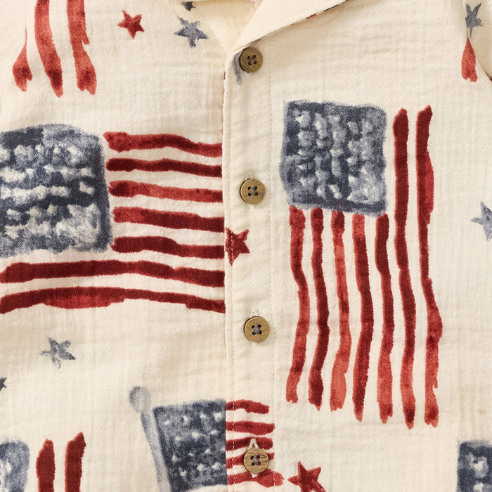American Flag Baby Boy Romper