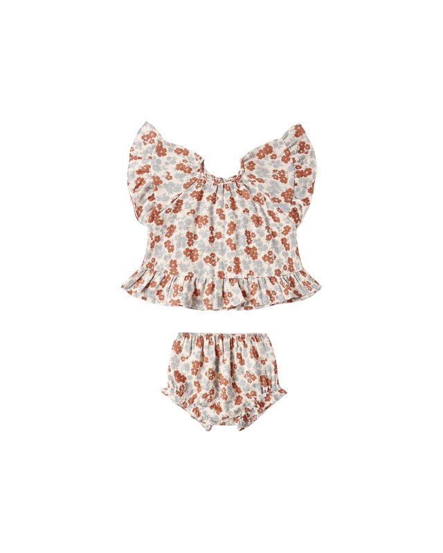Americana Floral Butterfly Top & Bloomer Set