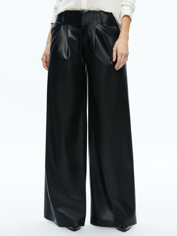 ANDERS VEGAN LEATHER LOW RISE PANT - BLACK