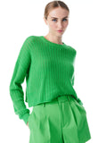 ANSLEY BLOUSON SLEEVE CROPPED PULLOVER - GARDEN GREEN