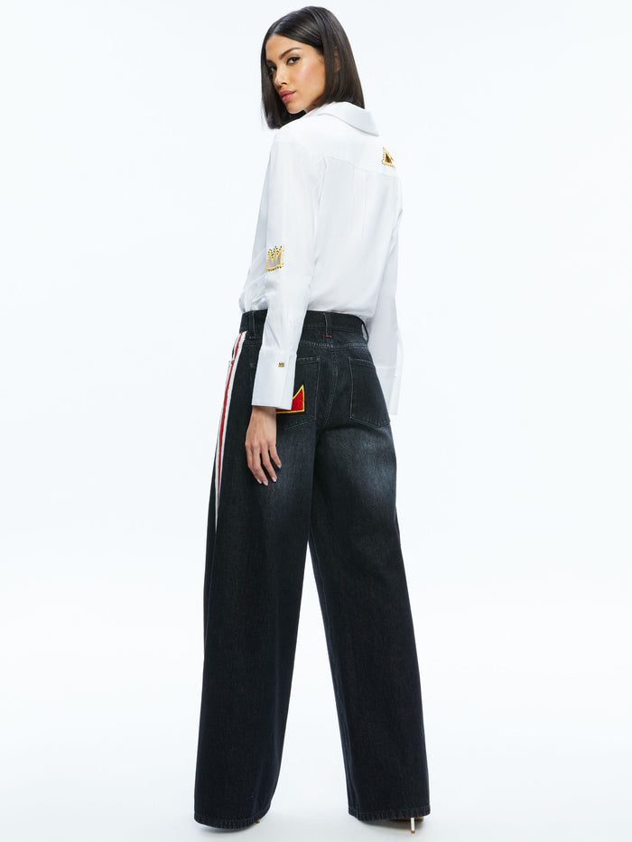 A+O X BASQUIAT FINELY EMBELLISHED BUTTON DOWN - OFF WHITE MULTI