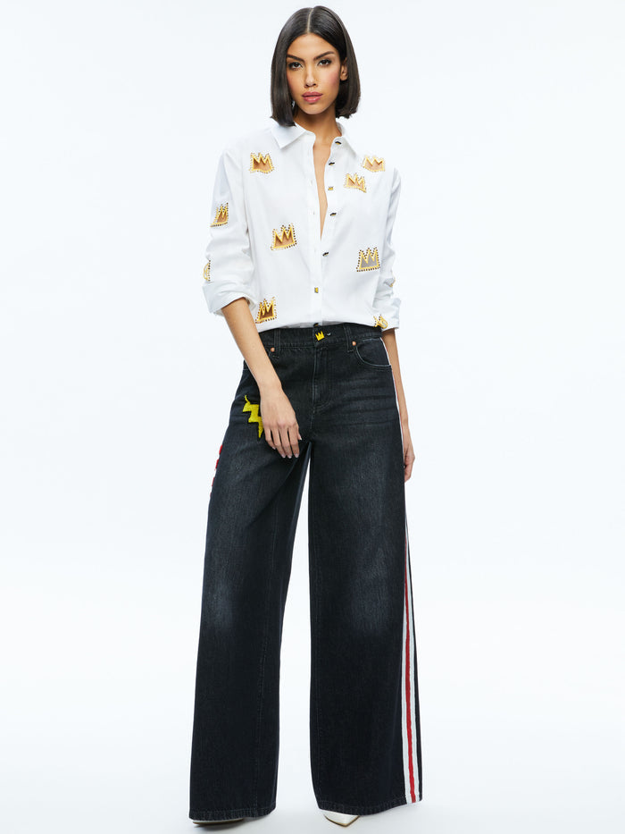 A+O X BASQUIAT FINELY EMBELLISHED BUTTON DOWN - OFF WHITE MULTI