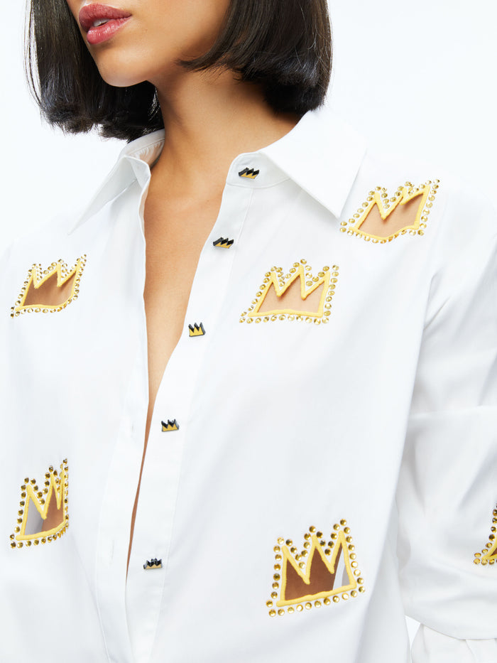 A+O X BASQUIAT FINELY EMBELLISHED BUTTON DOWN - OFF WHITE MULTI