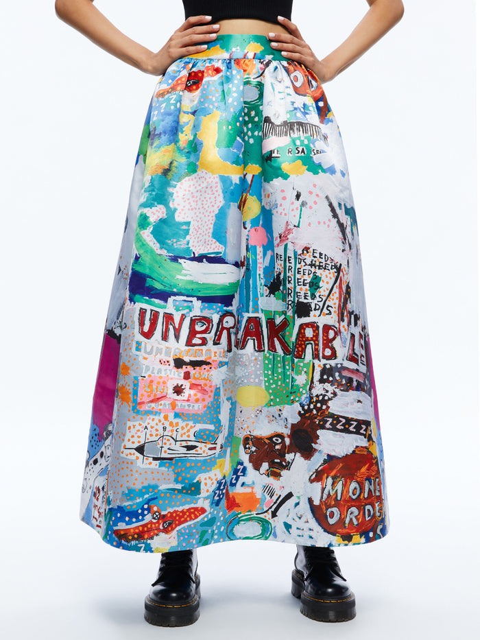 A+O X BASQUIAT TINA TEA LENGTH SKIRT - UNBREAKABLE