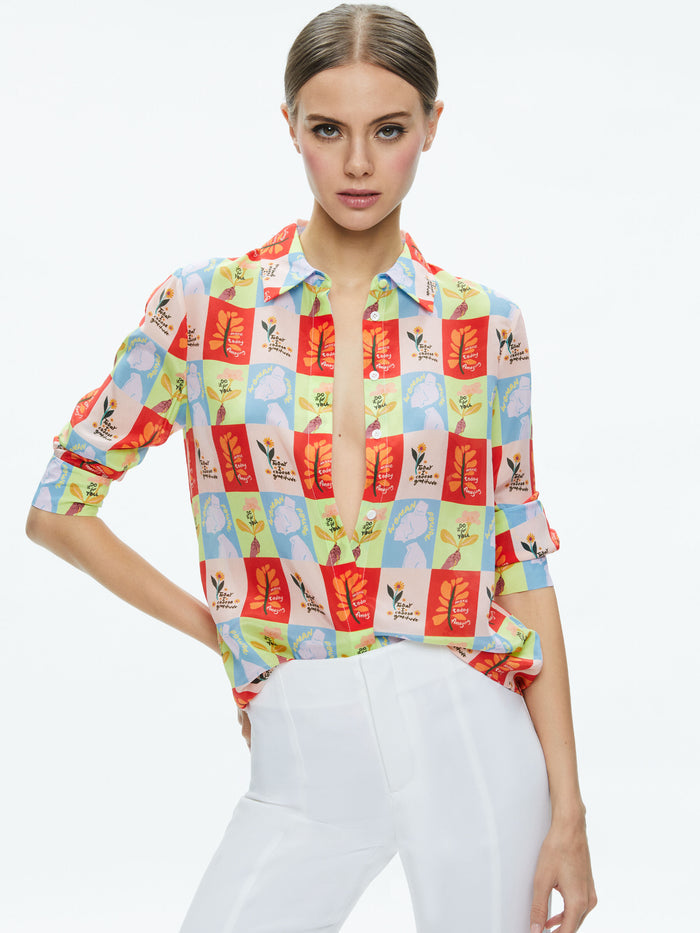 A+O X BLAIR Z WILLA PLACKET TOP - WOMAN POWER