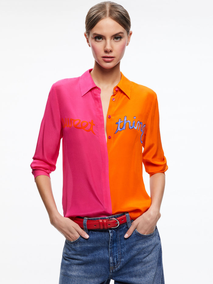 A+O X DEBORAH KASS WILLA PLACKET TOP - SWEET THING