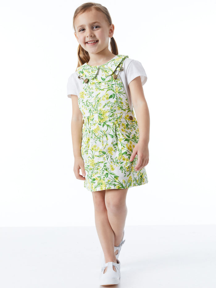 A+O x DOTTY DUNGAREES OVERALL DRESS - SUN DITSY OFF WHITE
