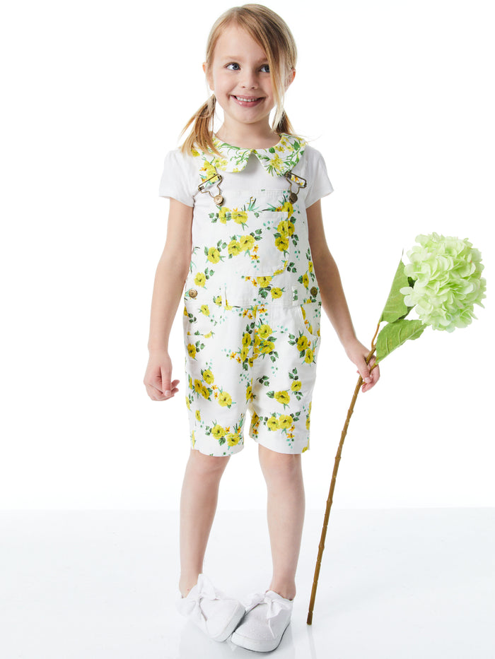 A+O x DOTTY DUNGAREES OVERALL SHORTS - DRIFTING BY FLORAL
