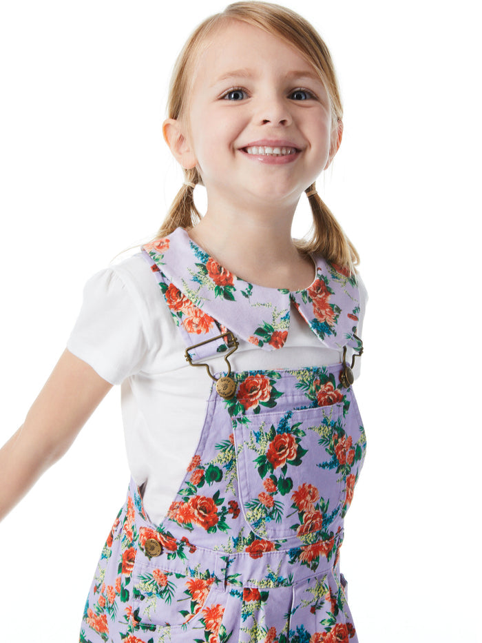 A+O x DOTTY DUNGAREES PETER PAN COLLAR TOP - FLORAL EXPRESS SM LAVENDER