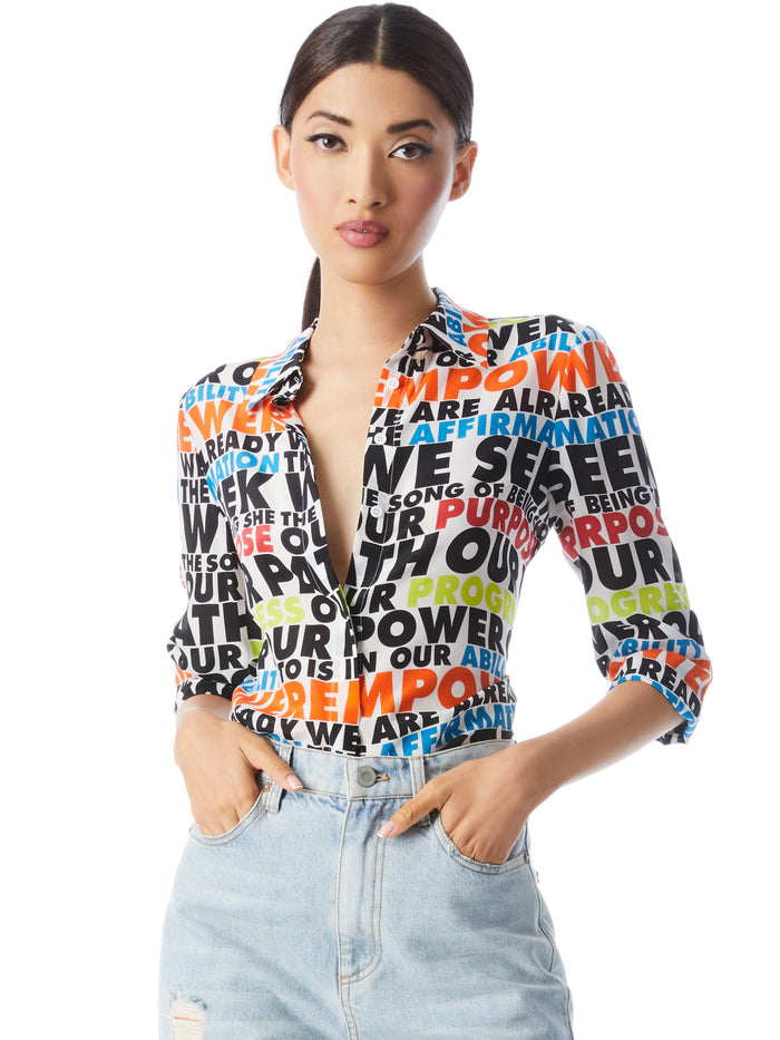 A+O X MAHOGANY L. BROWNE WILLA PLACKET TOP - MAHOGANYS POEM