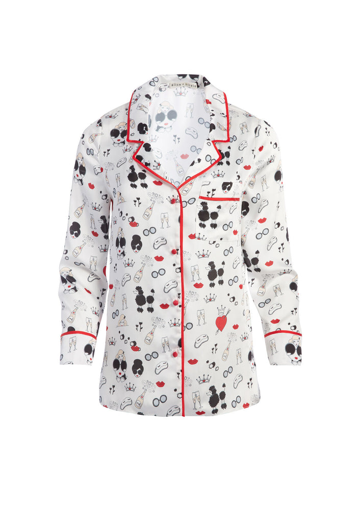 AO X MORGAN LANE KEIR PAJAMA TOP - AO X MORGAN/SOFT WHITE