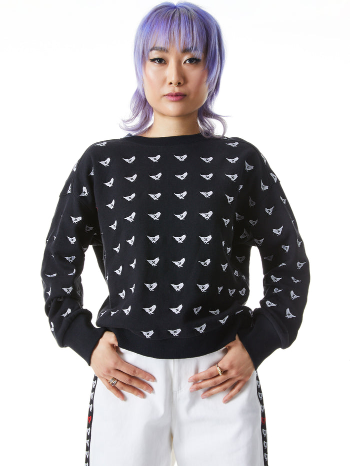 A+O X OVERT NATALIE BOXY SWEATSHIRT - BLACK