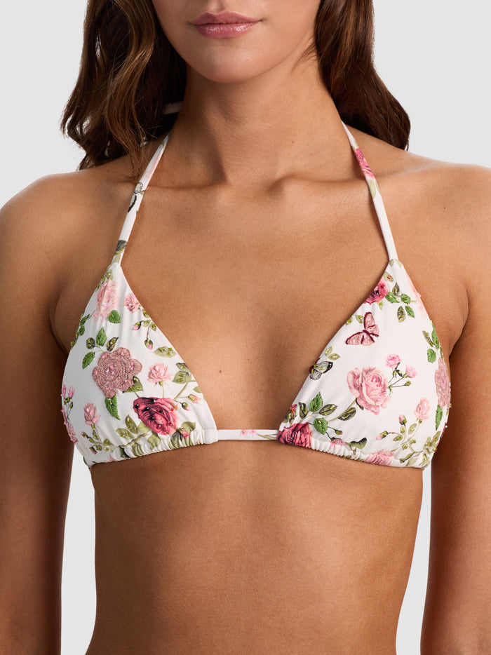 EMBROIDERED TRIANGLE - GARDEN GOSSIP OFF WHITE