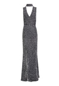 ARIAL EMBELL SLVLSS V NK GOWN - SILVER