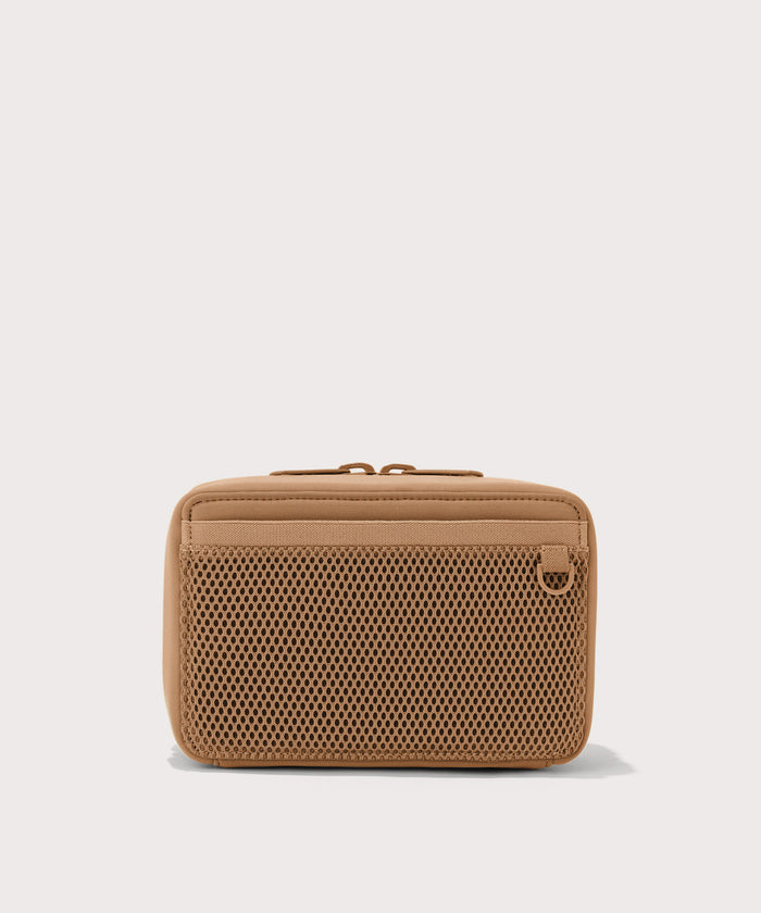 Dagne Dover large Arlo Tech Organizer in camel seen from the back.