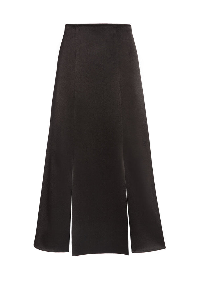 ATHENA MIDI SKIRT WITH SLITS - BLACK