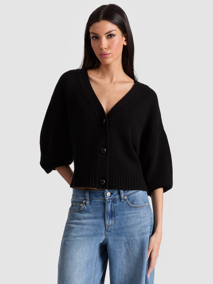 ATTICUS CASHMERE CARDIGAN - BLACK