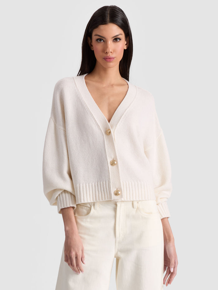 ATTICUS CASHMERE CARDIGAN - ECRU
