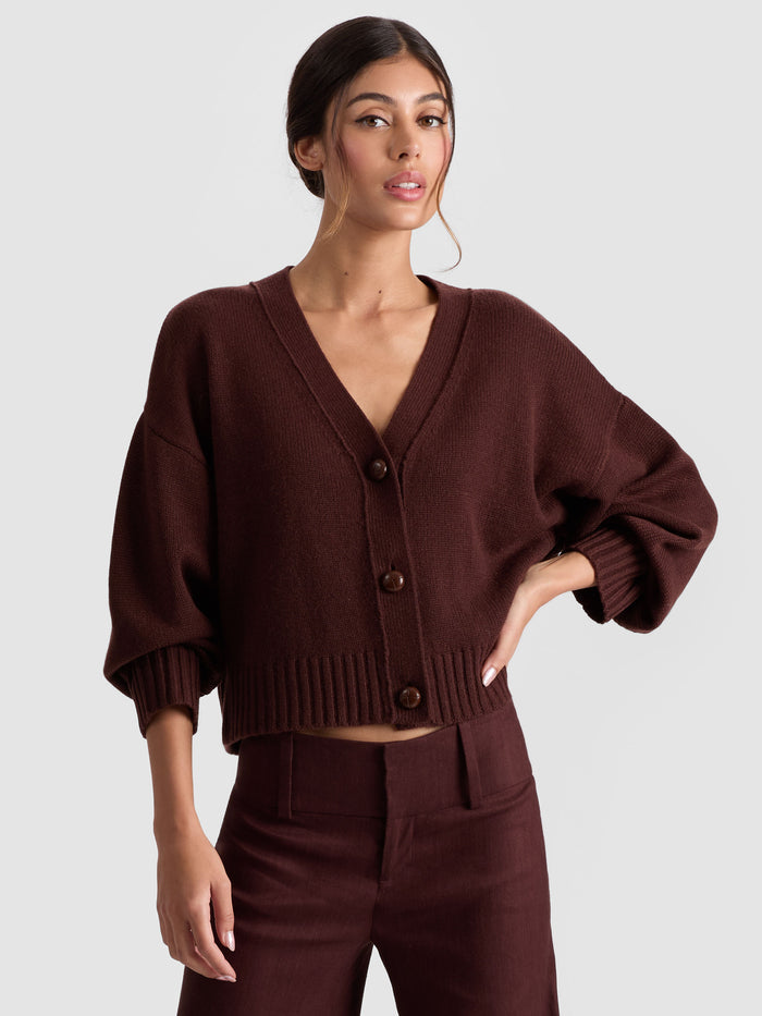 ATTICUS CASHMERE CARDIGAN - MOCHA