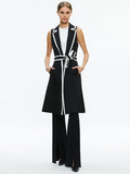 AUBREY LONG TRENCH VEST - BLACK/OFF WHITE