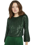 AVILA SEQUIN CREW NECK TOP - BASIL