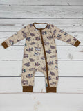 Baby Boy Duck Printed Zipper Romper
