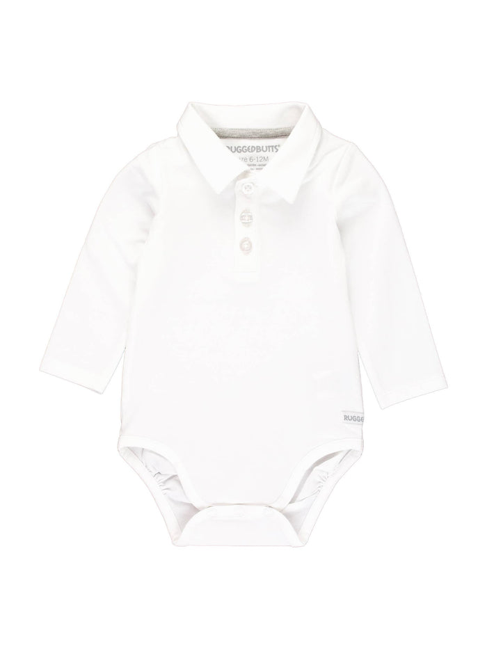Baby Boys White Knit Polo Bodysuit