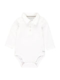 Baby Boys White Knit Polo Bodysuit