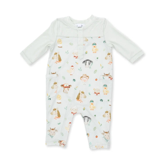 Baby Farm Faces Romper with Contrast Sleeves