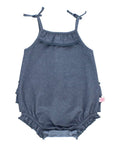 Baby Girls Faux Denim Pom Pom Bubble Romper