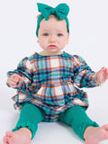 Baby Girls Peyton Plaid Woven Long Sleeve Bubble Romper