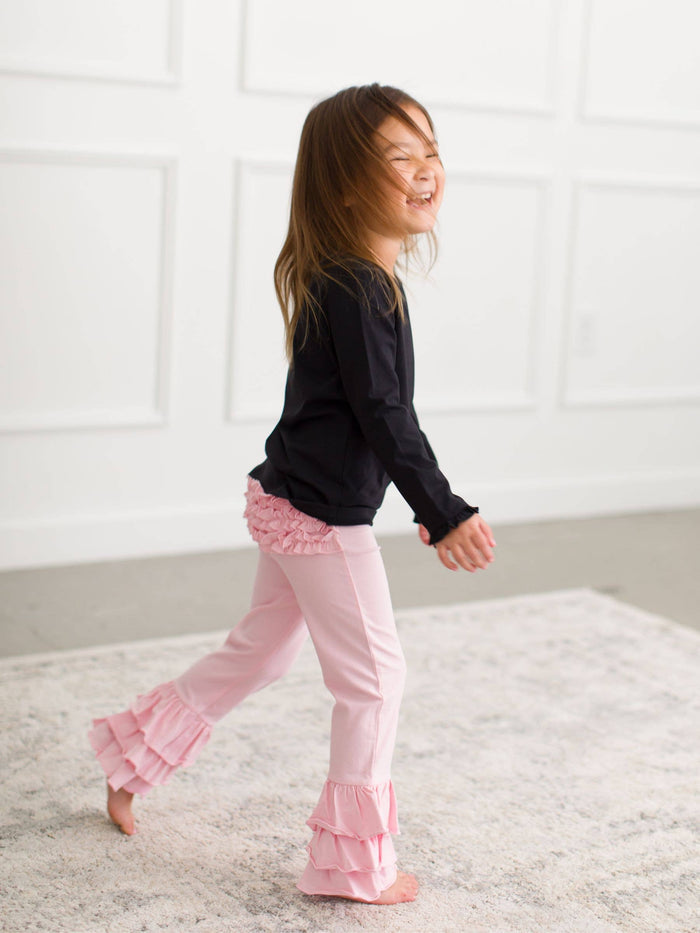Baby Girls Pink Ruffle Flare Pants