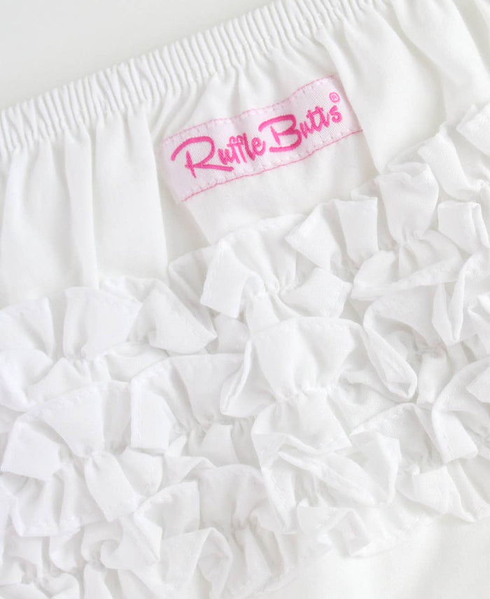Baby Girls White Woven RuffleButt Bloomer