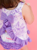 Baby Girls Wisteria Purple Butterfly Garden Toile Knit Swing Top & Bloomer Set